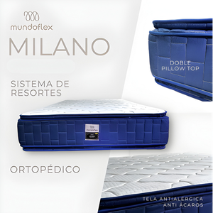 Colchón Ortopédico Mundoflex Milano Matrimonial con Doble Pillow