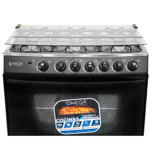 Cocina Omega 6H Negra T/Vidrio