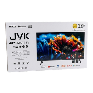 Smart TV JVK 43" Full HD – Android 14, Bluetooth, Dolby Audio, Incluye Soporte de Pared