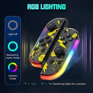 Mandos J-C Nintendo Switch Negro Diseño Pokemoncon Luces LED RGB