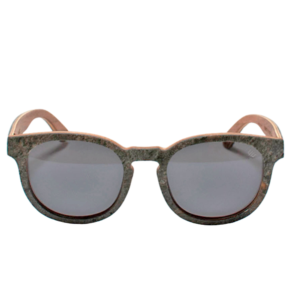 Lentes de sol madera y piedra natural con cristal monocromatico negro
