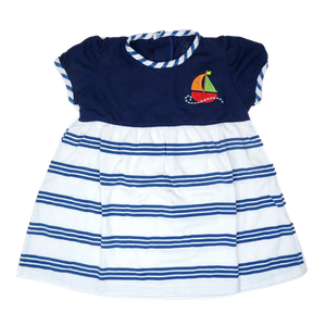 Vestido de Niña 2 Piezas Bebu Blanco/Azul Marino (2M)