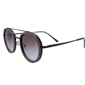 Lente de sol madera/metal con cristal degradado ambar