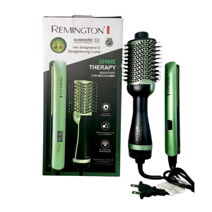 Combo Remington Shine Therapy – Aguacate + Macadamia, Pantalla Digital, Tecnología Iónica [Verde/Blanco]