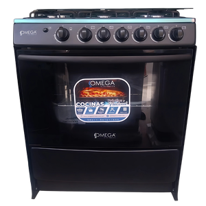 Cocina Omega 6H Negra T/Vidrio