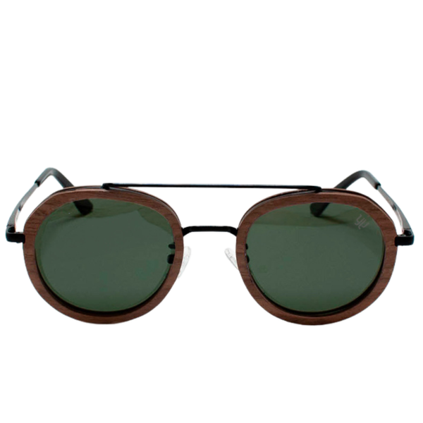Lente de sol madera/metal con cristal monocromatico verde graphite