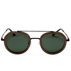 Lente de sol madera/metal con cristal monocromatico verde graphite