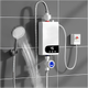 Calentador de Agua Eléctrico Instantáneo – Pantalla Digital, Kit de Ducha Incluido, Calentamiento Rápido [Blanco]