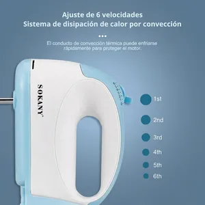 Batidora de Mano Sokany 300W – 6 Velocidades, Motor de Cobre, Base de Almacenamiento Incluida