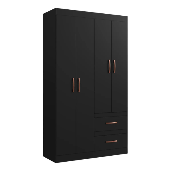 Clóset Negro de 4 Puertas y 2 Cajones