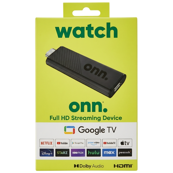 Onn. Full HD Streaming Device con Google TV – Full HD, Chromecast Integrado, Dolby Audio [Negro]