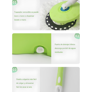 Mopa Giratoria Rotary Mop – Centrífugo de Acero Inoxidable, Giro 360°, Incluye Repuesto