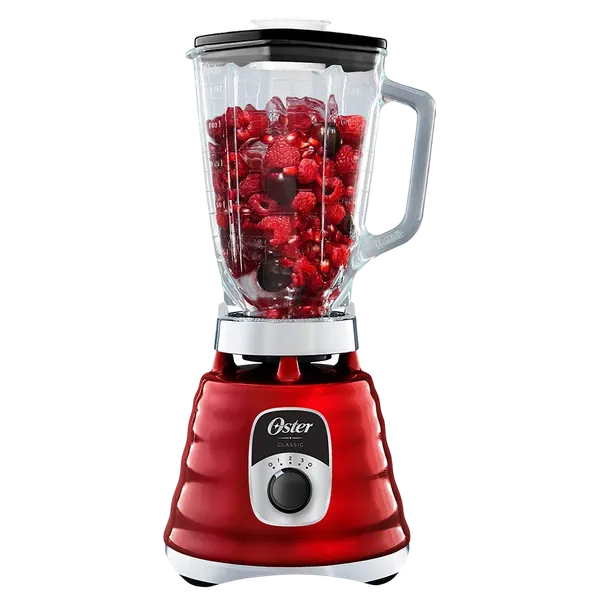 Licuadora Jewell Oster Vaso de Vidrio Cromada en Rojo 3 Velocidades