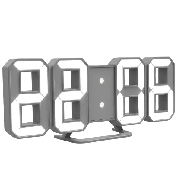 Reloj Digital 3D LED Moderno – Efecto Flotante, Alarma, Doble Montaje [Luz Blanca]