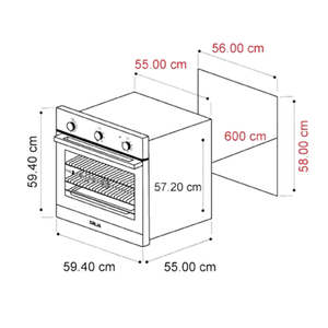 Horno Eléctrico Drija Europa 60 Empotrable Acero 72L 59.5cm