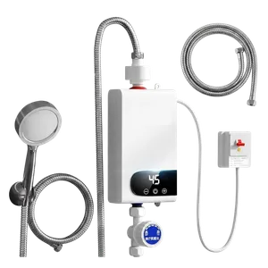 Calentador de Agua Eléctrico Instantáneo – Pantalla Digital, Kit de Ducha Incluido, Calentamiento Rápido [Blanco]