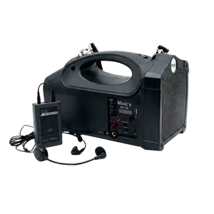 Amplificador Inalámbrico Portátil Mivic’s – Micrófono de Solapa/Headset, Batería Recargable, USB/SD [Pantalla LCD]