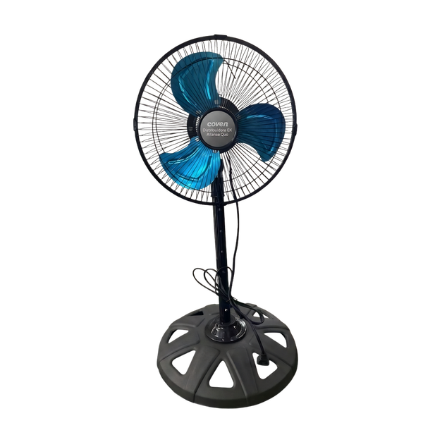 Ventilador de Pedestal Coven 10" – 60W, Aspas de Alto Flujo, Diseño Compacto [Azul/Negro]