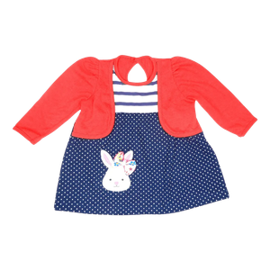 Vestido de Niña 2 Piezas Bebu / Azul Marino/Rojo (2M)