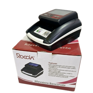 Detector de Billetes Falsos Roccia – Escaneo Cuádruple, Multifuncional USD/EUR, Alta Precisión [Verificador X-500]