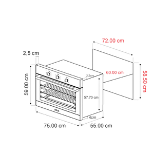 Horno Eléctrico Drija Caribe 76 Empotrable Acero 78L 75cm