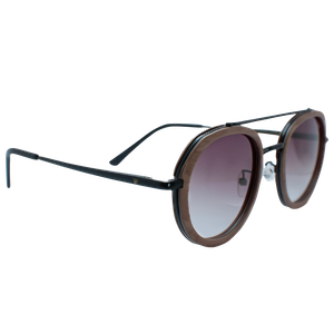 Lente de sol madera/metal con cristal degradado ambar