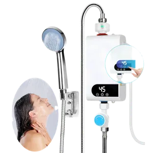 Calentador de Agua Eléctrico Instantáneo – Pantalla Digital, Kit de Ducha Incluido, Calentamiento Rápido [Blanco]
