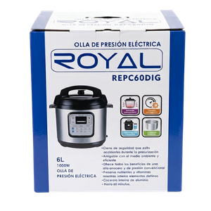 Olla de Presión Eléctrica Royal 6 Litros – Multifuncional, 1000W, Pantalla Digital