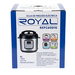 Olla de Presión Eléctrica Royal 6 Litros – Multifuncional, 1000W, Pantalla Digital