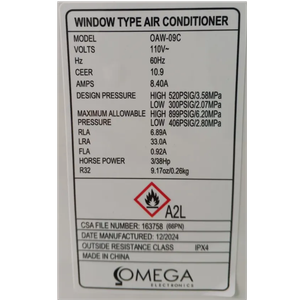 Aire Acondicionado de Ventana 9BTU Omega