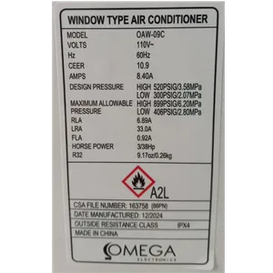 Aire Acondicionado de Ventana 9BTU Omega