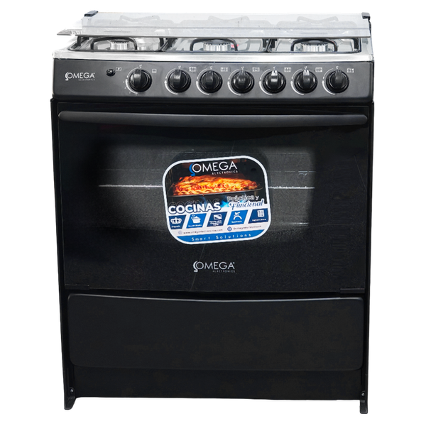Cocina Omega 6H Negra T/Vidrio