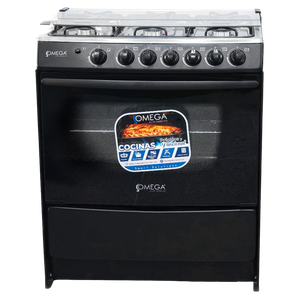 Cocina Omega 6H Negra T/Vidrio