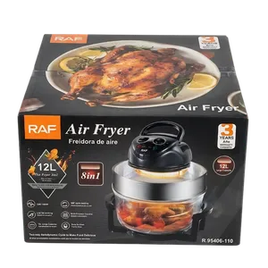 Freidora de Aire RAF de Vidrio 12L – Recipiente Transparente, 1400W, Ciclo 360°, 8 en 1