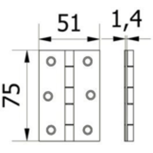 Bisagra 3" × 3" – Acero Inoxidable AISI 201