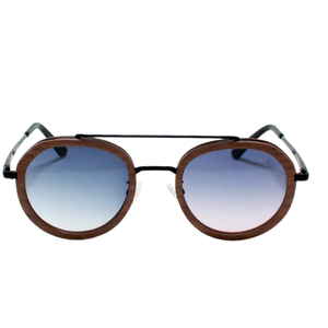 Lente de sol madera/metal con cristal degradado azul