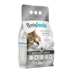 Arena para Gatos Bentysandy Ultra absorbente y Ultra aglomerante 100% Bentonita 10L/ 8.7Kg (CARBON ACTIVADO)