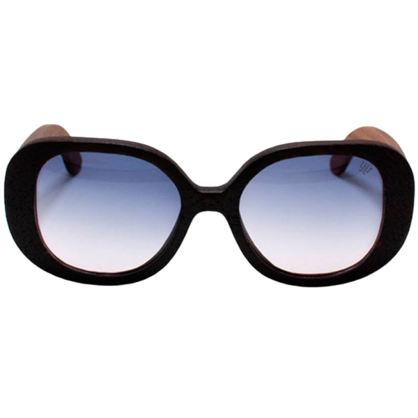 Lente de sol madera con cristal degradado azul