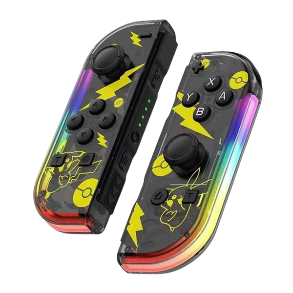 Mandos J-C Nintendo Switch Negro Diseño Pokemoncon Luces LED RGB