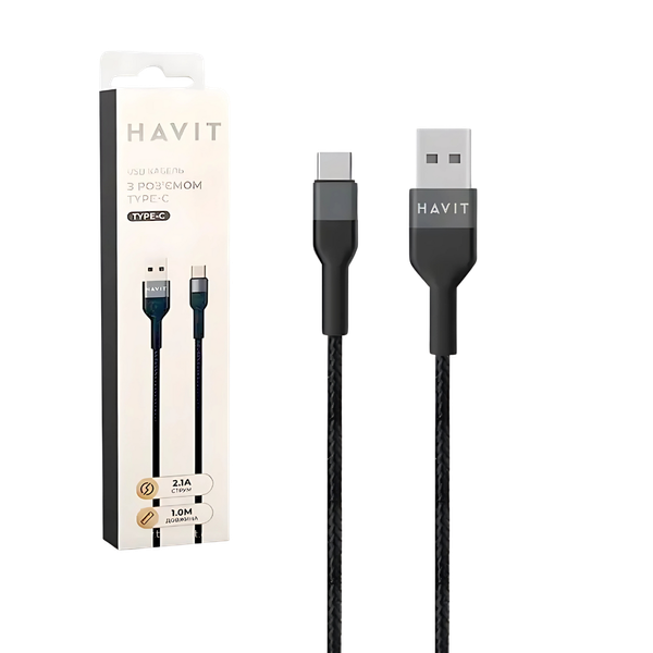 Cable Havit USB a USB C Negro